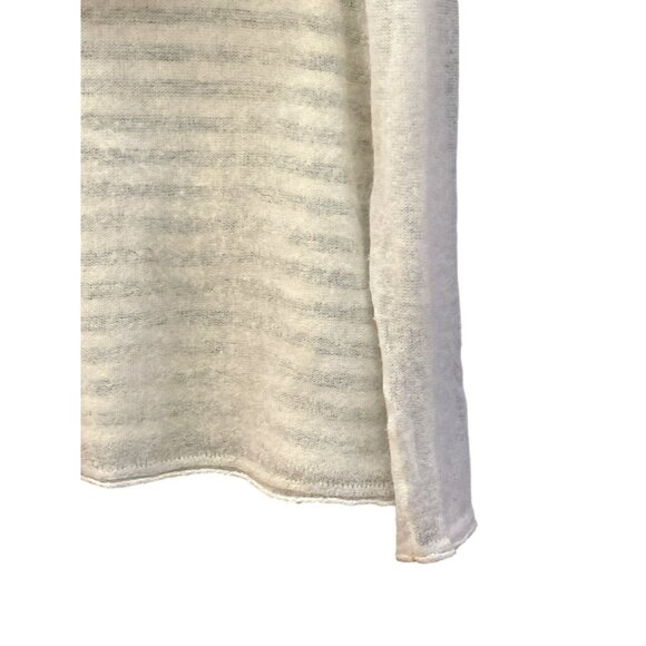 Anthropologie Moth Cream Gray Striped Alpaca Wool Blend Cowl Neck Sweater Medium - Picture 2 of 6